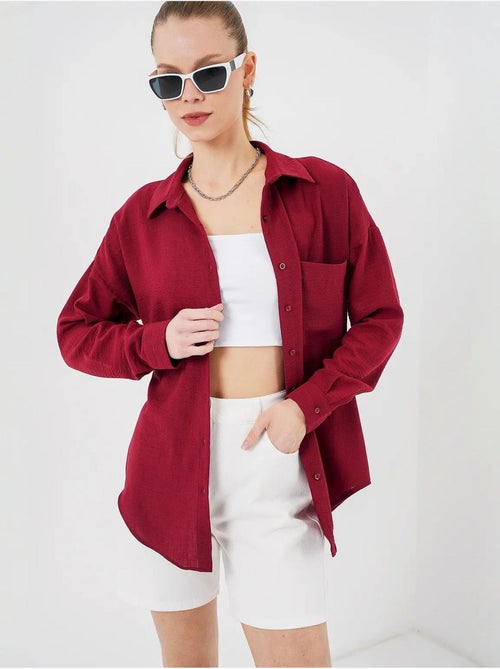 Camicia overshirt in misto lino con chiusura a bottoni bdart - Kiabi
