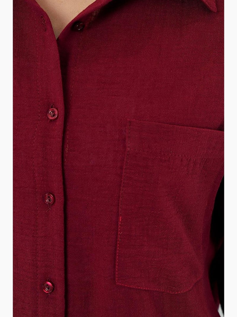 Camicia overshirt in misto lino con chiusura a bottoni bdart Rosso bordeaux - Kiabi