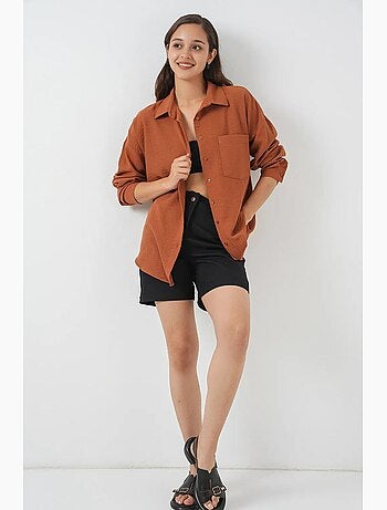 Camicia overshirt in misto lino con chiusura a bottoni bdart