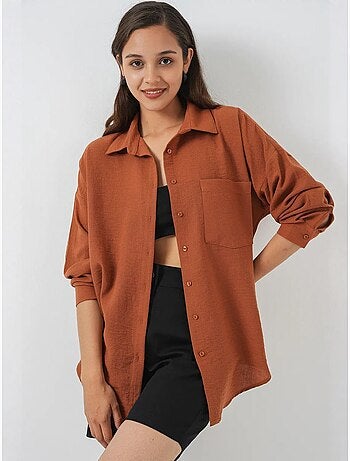Camicia overshirt in misto lino con chiusura a bottoni bdart