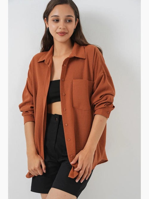 Camicia overshirt in misto lino con chiusura a bottoni bdart - Kiabi