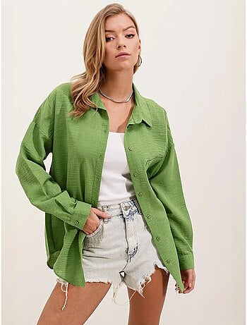 Camicia overshirt in misto lino con chiusura a bottoni bdart