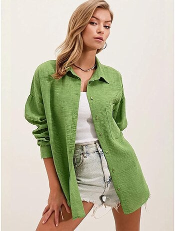 Camicia overshirt in misto lino con chiusura a bottoni bdart