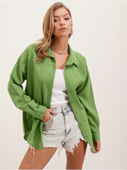 Camicia overshirt in misto lino con chiusura a bottoni bdart - Kiabi Camicia overshirt in misto lino con chiusura a bottoni bdart - Kiabi