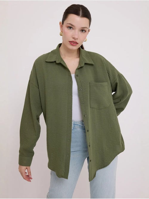Camicia overshirt in misto lino con chiusura a bottoni bdart - Kiabi Camicia overshirt in misto lino con chiusura a bottoni bdart - Kiabi