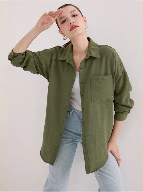 Camicia overshirt in misto lino con chiusura a bottoni bdart - Kiabi Camicia overshirt in misto lino con chiusura a bottoni bdart - Kiabi