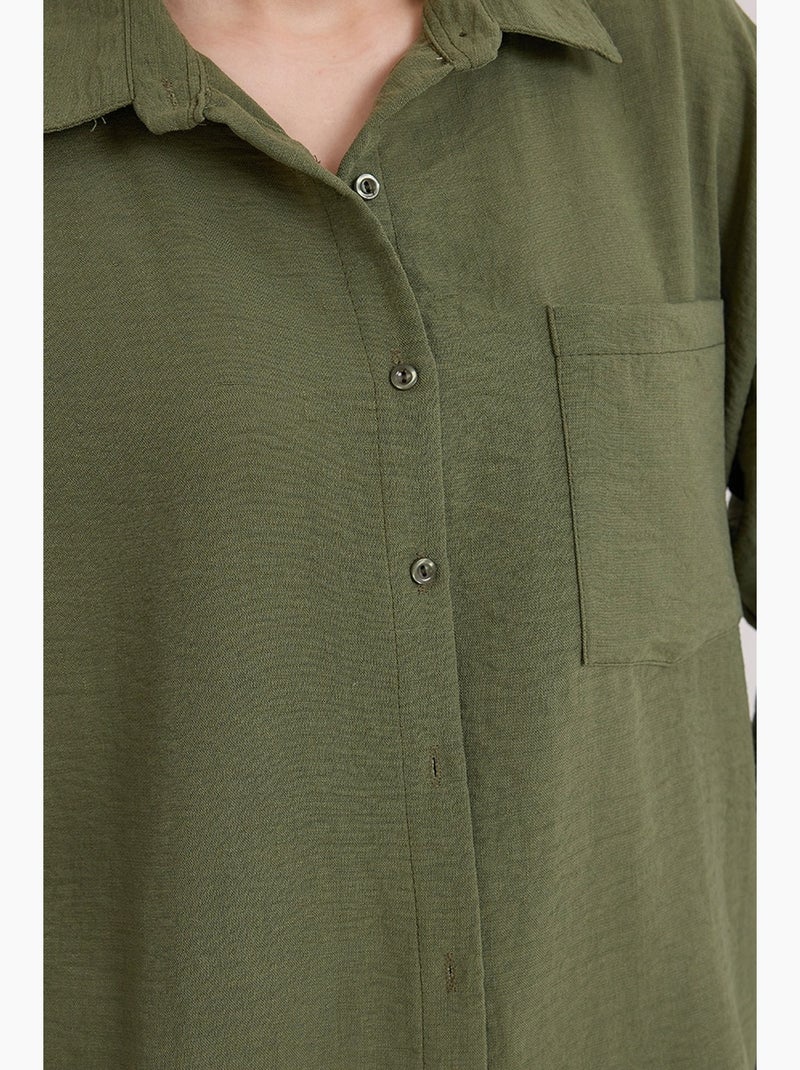 Camicia overshirt in misto lino con chiusura a bottoni bdart Verde kaki - Kiabi