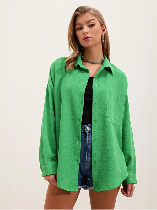 Camicia overshirt in misto lino con chiusura a bottoni bdart - Kiabi Camicia overshirt in misto lino con chiusura a bottoni bdart - Kiabi