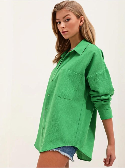 Camicia overshirt in misto lino con chiusura a bottoni bdart - Kiabi Camicia overshirt in misto lino con chiusura a bottoni bdart - Kiabi