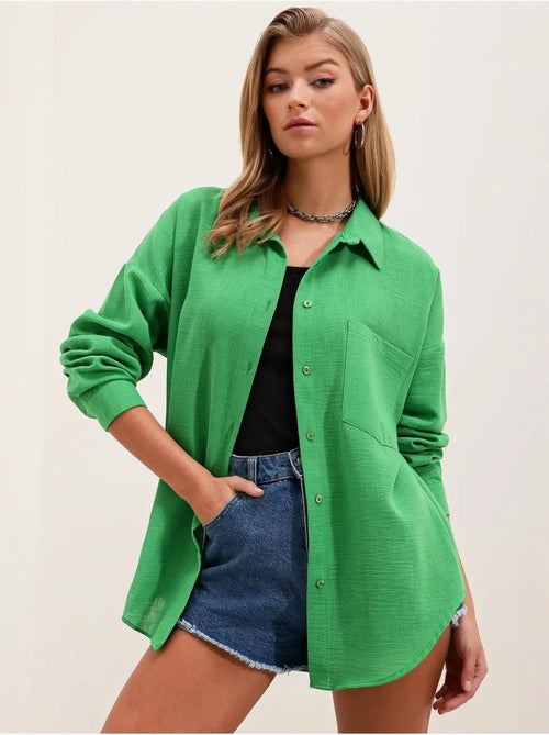 Camicia overshirt in misto lino con chiusura a bottoni bdart - Kiabi Camicia overshirt in misto lino con chiusura a bottoni bdart - Kiabi