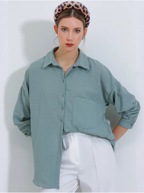 Camicia overshirt in misto lino con chiusura a bottoni bdart - Kiabi