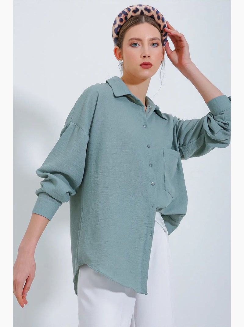 Camicia overshirt in misto lino con chiusura a bottoni bdart Verde menta - Kiabi