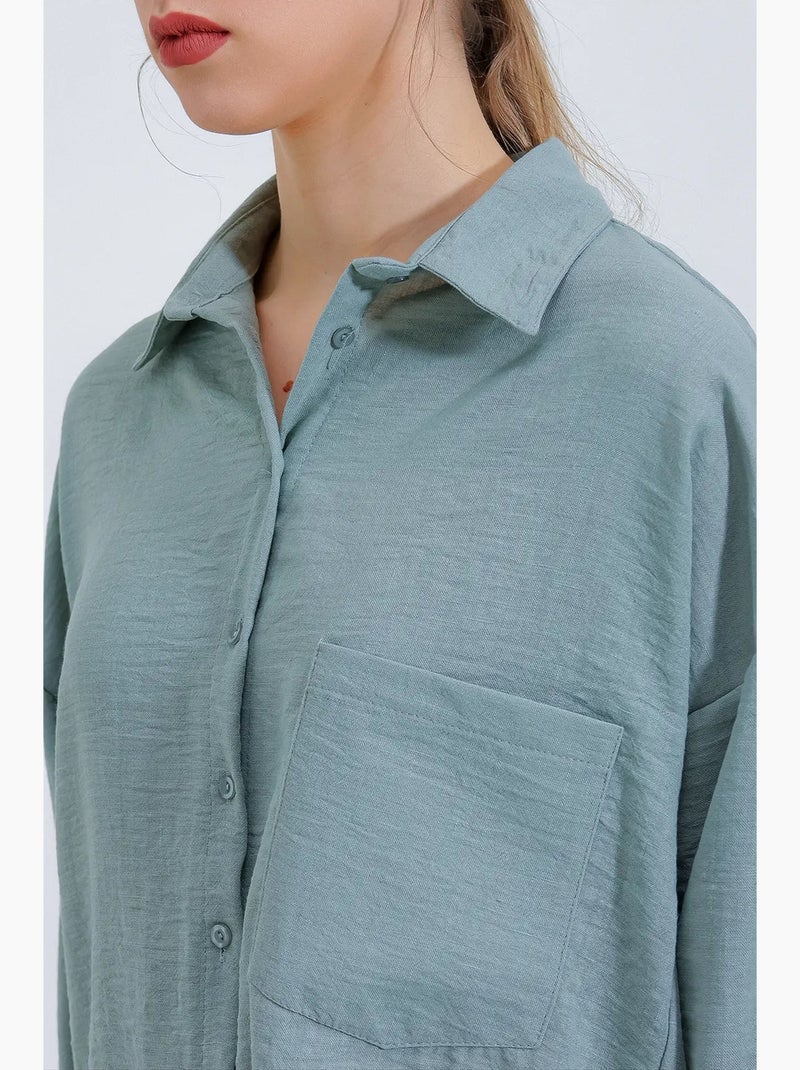 Camicia overshirt in misto lino con chiusura a bottoni bdart Verde menta - Kiabi