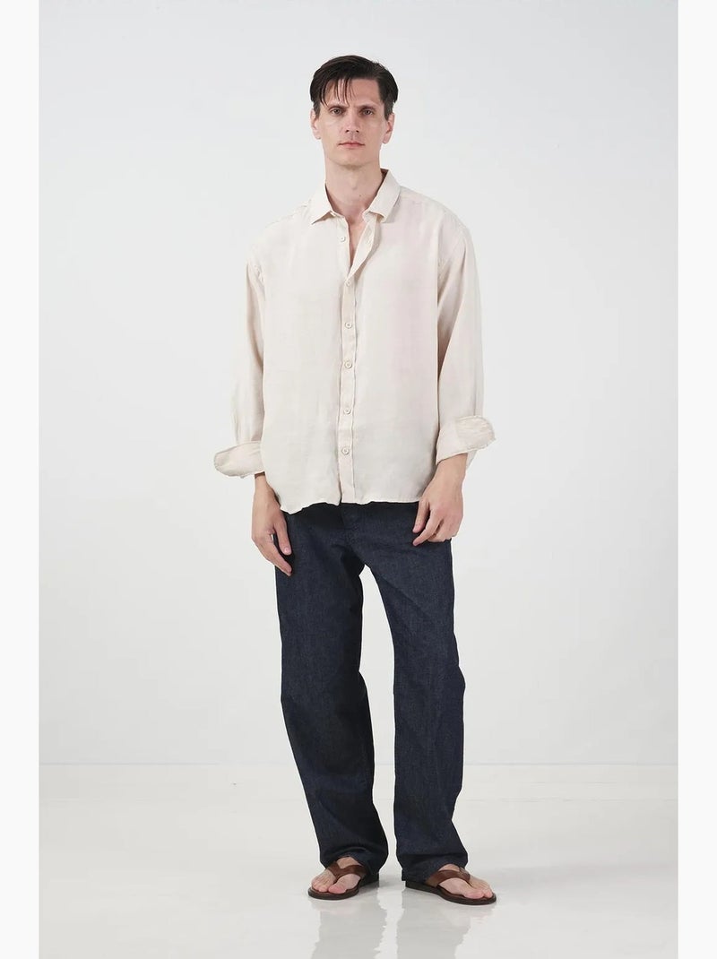 Camicia oversize a maniche lunghe con chiusura a bottoni giesto Avorio - Kiabi
