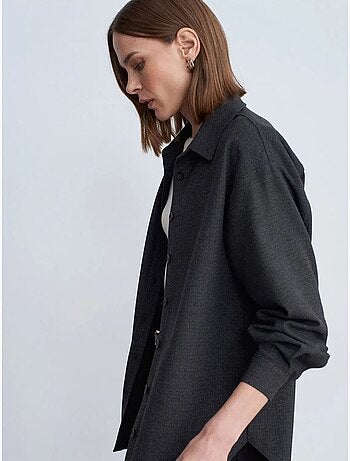 Camicia oversize a maniche lunghe con micro motivo dilvin