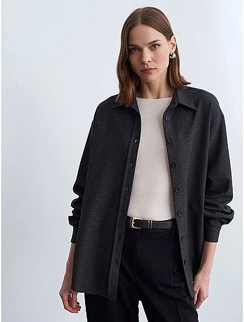 Camicia oversize a maniche lunghe con micro motivo dilvin