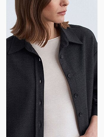 Camicia oversize a maniche lunghe con micro motivo dilvin
