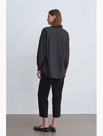 Camicia oversize a maniche lunghe con micro motivo dilvin