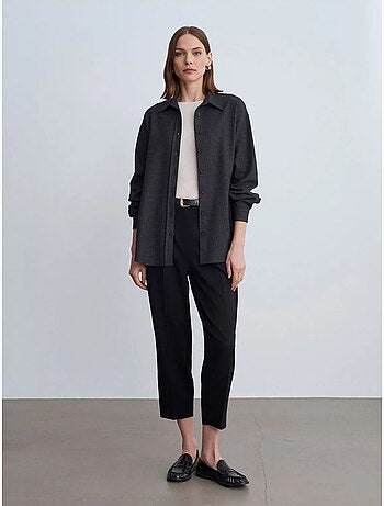 Camicia oversize a maniche lunghe con micro motivo dilvin