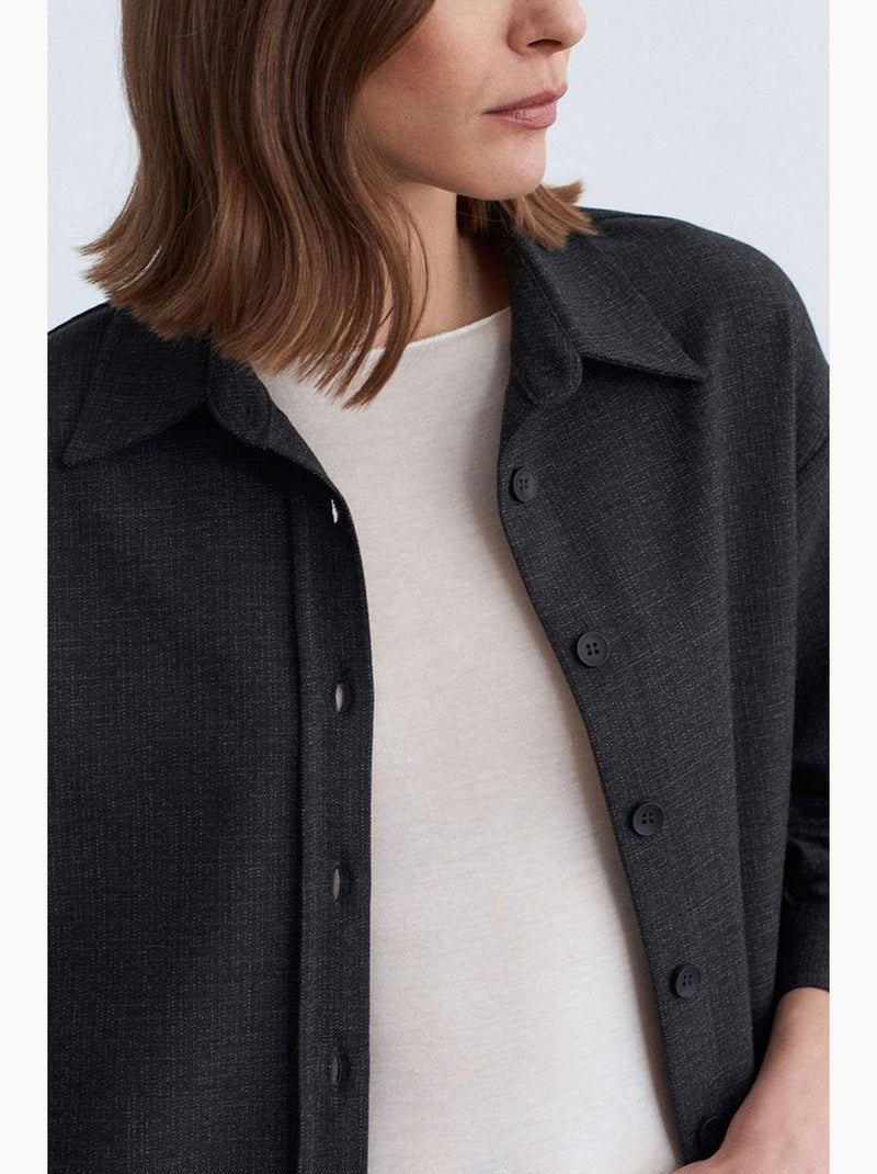 Camicia oversize a maniche lunghe con micro motivo dilvin Grigio medio - Kiabi