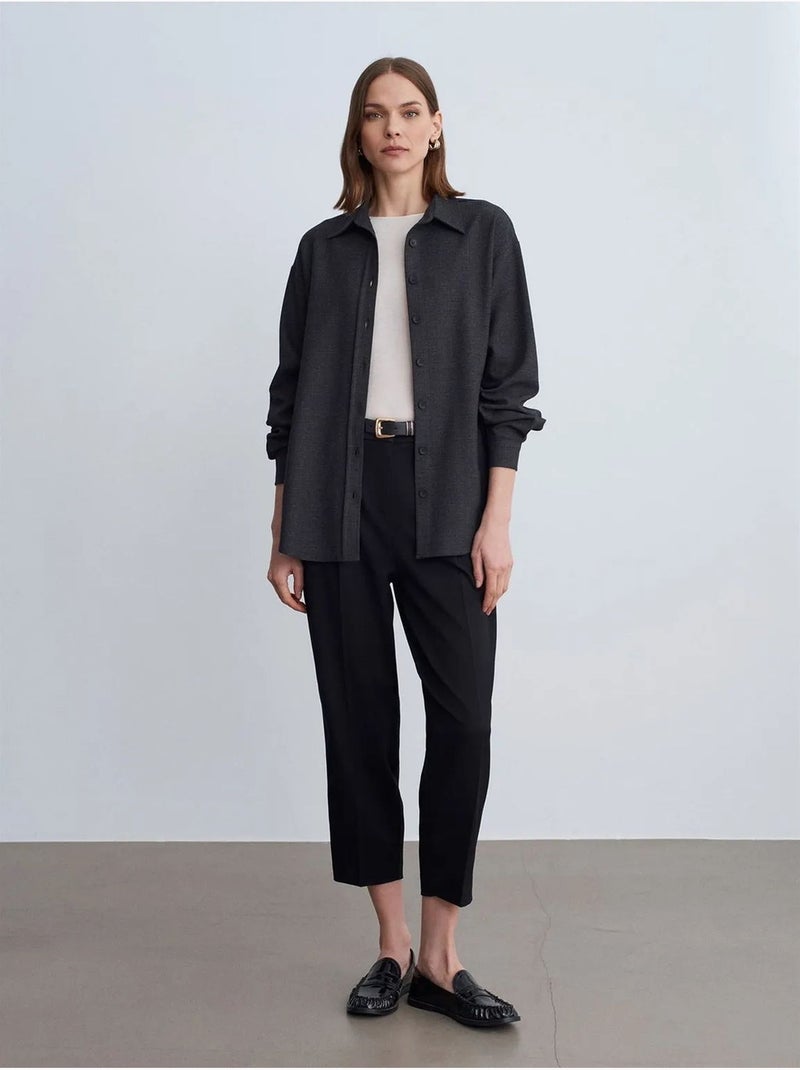 Camicia oversize a maniche lunghe con micro motivo dilvin Grigio medio - Kiabi