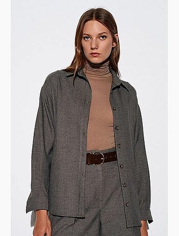 Camicia oversize a maniche lunghe con micro motivo dilvin