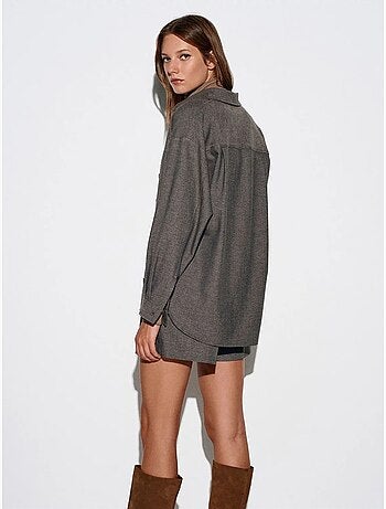 Camicia oversize a maniche lunghe con micro motivo dilvin