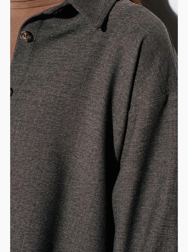 Camicia oversize a maniche lunghe con micro motivo dilvin Grigio nero - Kiabi