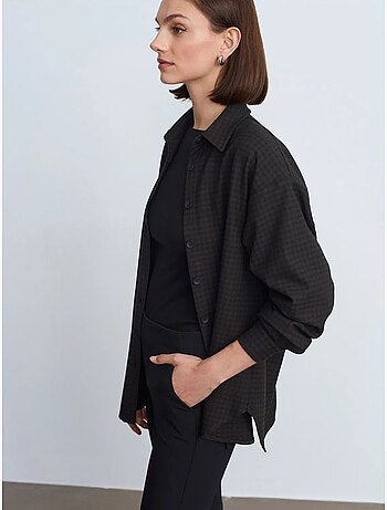 Camicia oversize a maniche lunghe con micro motivo dilvin