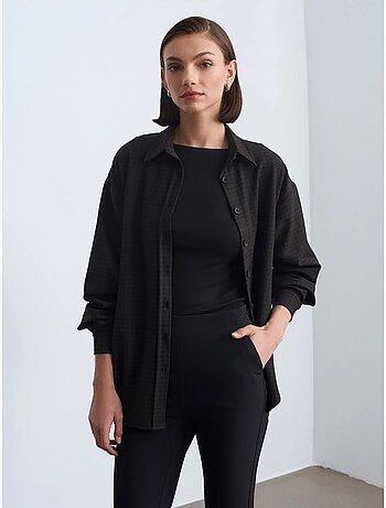 Camicia oversize a maniche lunghe con micro motivo dilvin