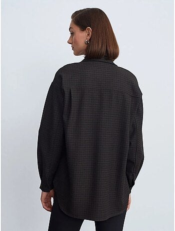 Camicia oversize a maniche lunghe con micro motivo dilvin