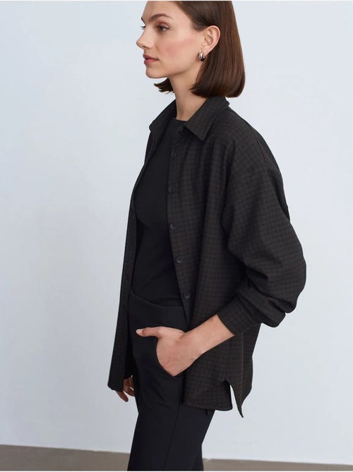 Camicia oversize a maniche lunghe con micro motivo dilvin - Kiabi Camicia oversize a maniche lunghe con micro motivo dilvin - Kiabi