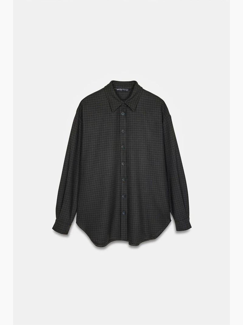 Camicia oversize a maniche lunghe con micro motivo dilvin Grigio scuro - Kiabi