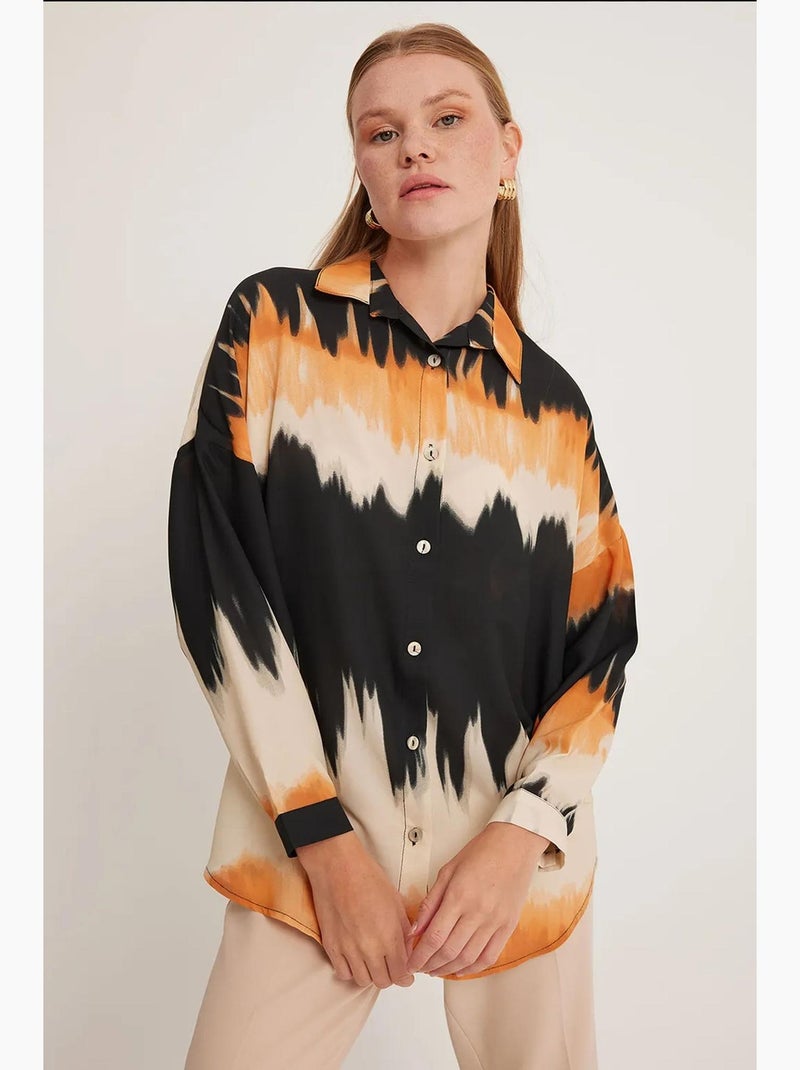 Camicia oversize a maniche lunghe con tessitura astratta e chiusura con bottoni bdart Rosso mattone - Kiabi