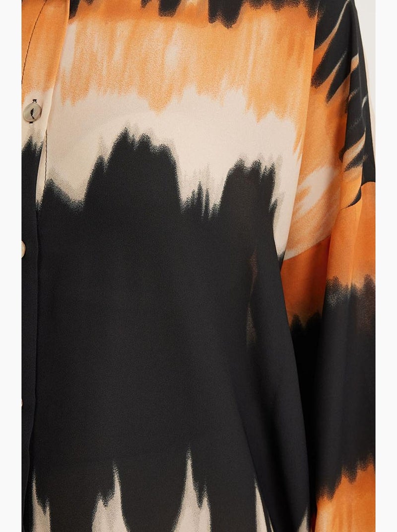 Camicia oversize a maniche lunghe con tessitura astratta e chiusura con bottoni bdart Rosso mattone - Kiabi
