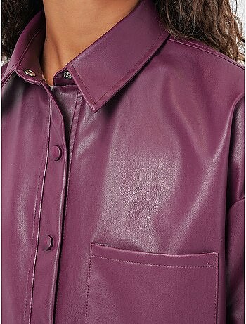 Camicia oversize a maniche lunghe in similpelle con bottoni e tasca bdart