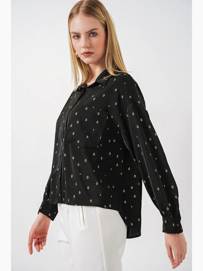 Camicia oversize a maniche lunghe stampata con taschino bdart Nero - Kiabi