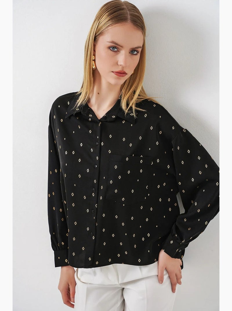 Camicia oversize a maniche lunghe stampata con taschino bdart Nero - Kiabi