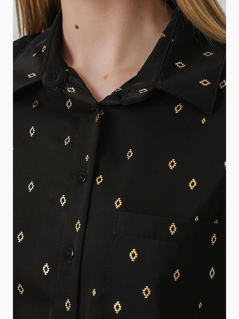 Camicia oversize a maniche lunghe stampata con taschino bdart Nero - Kiabi