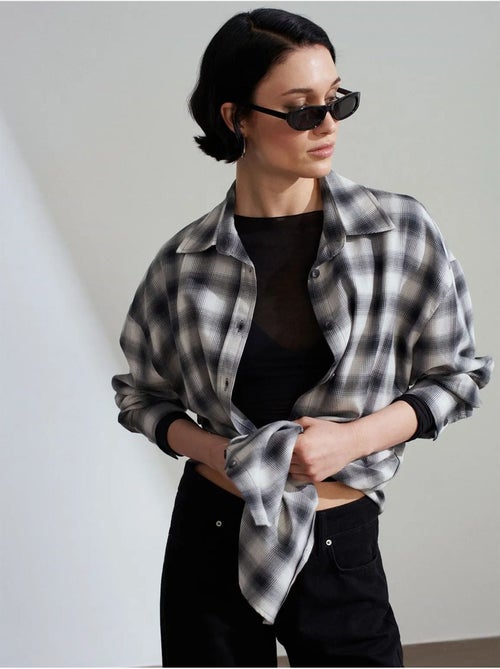 Camicia oversize a quadri a maniche lunghe dilvin - Kiabi Camicia oversize a quadri a maniche lunghe dilvin - Kiabi