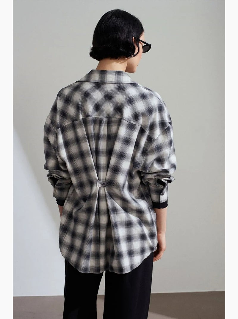 Camicia oversize a quadri a maniche lunghe dilvin Grigio - Kiabi