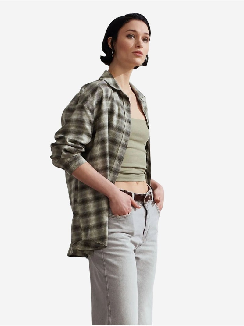 Camicia oversize a quadri a maniche lunghe dilvin Multicolore - Kiabi