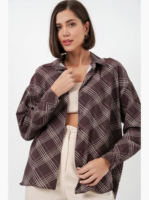 Camicia oversize a quadri con bottoni bdart - Kiabi