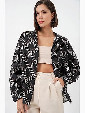 Camicia oversize a quadri con bottoni bdart