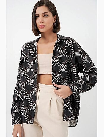 Camicia oversize a quadri con bottoni bdart