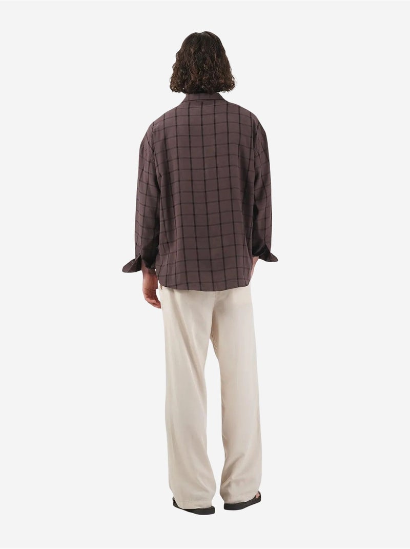 Camicia oversize a quadri con bottoni giesto Marrone chiaro - Kiabi