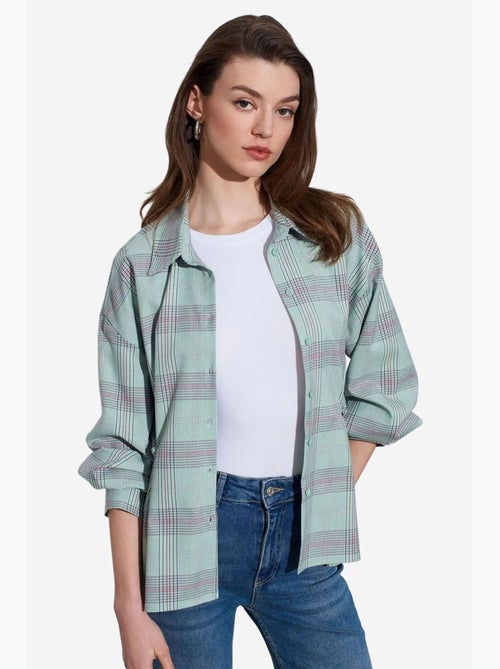 Camicia oversize a quadri in tessuto - Kiabi
