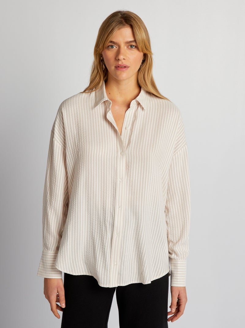 Camicia oversize a righe BEIGE - Kiabi