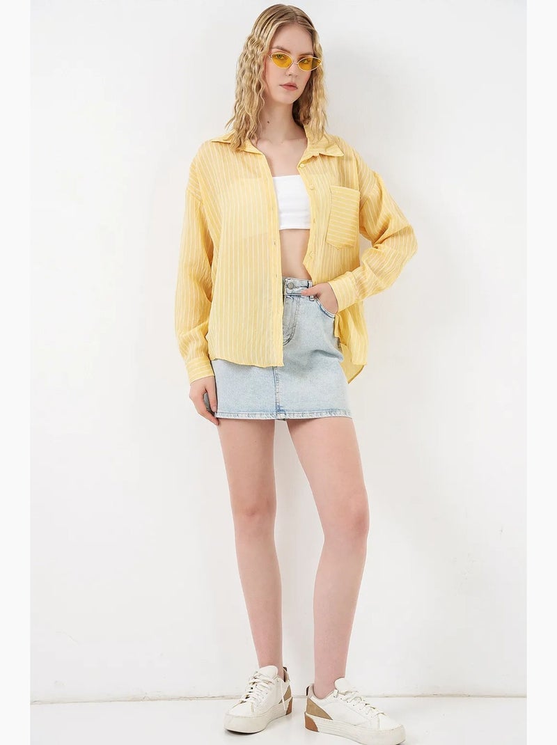 Camicia oversize a righe con abbottonatura frontale bdart Ambra - Kiabi