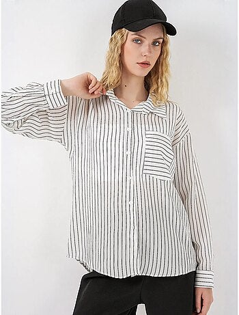 Camicia oversize a righe con abbottonatura frontale bdart